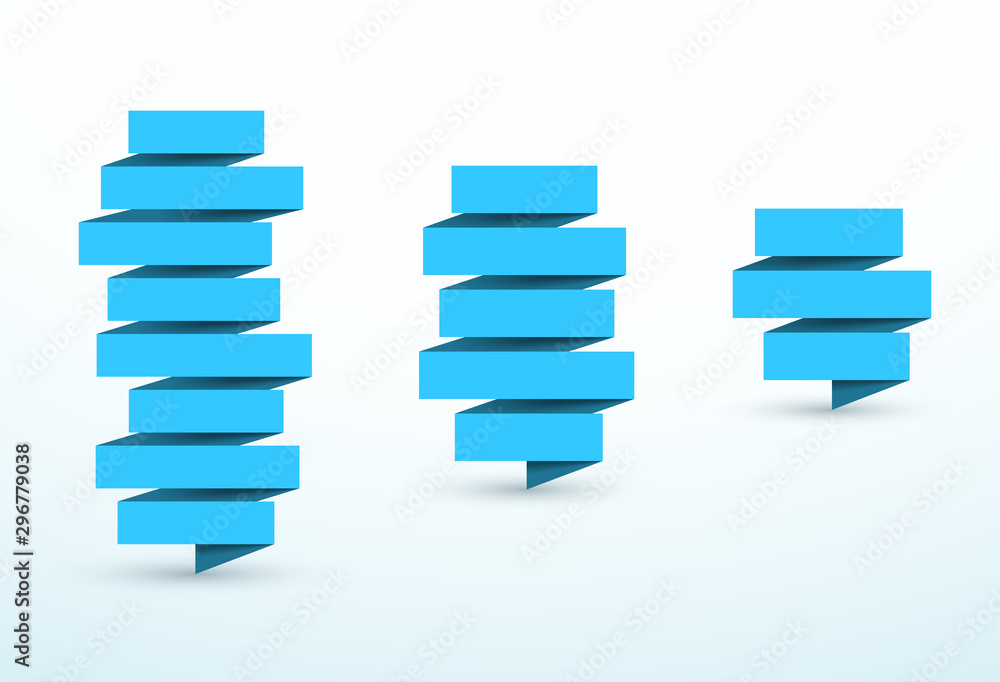 Poster ribbon 8 5 3 line stack list vector title banner elements set