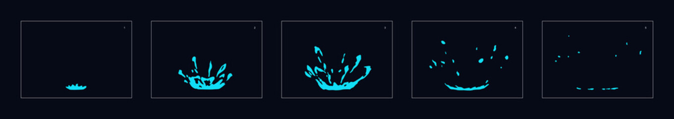 Water drop splash special effect animation. water drop burst frames for flash animation in games, cartoon or something else.