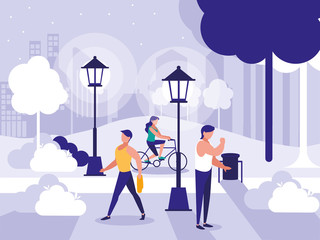 group of people in park in the city, scene of people outdoor