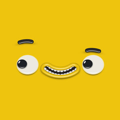 Yellow high-detailed emoticon face, vector illustration
