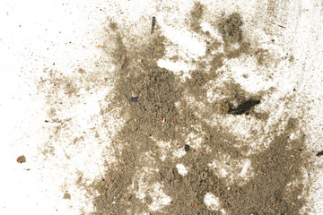Trash, dust, dirt isolated on a white background closeup. texture of garbage from a vacuum cleaner