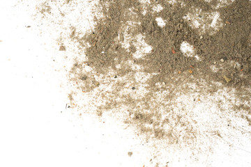 Obraz na płótnie Canvas Trash, dust, dirt isolated on a white background closeup. texture of garbage from a vacuum cleaner
