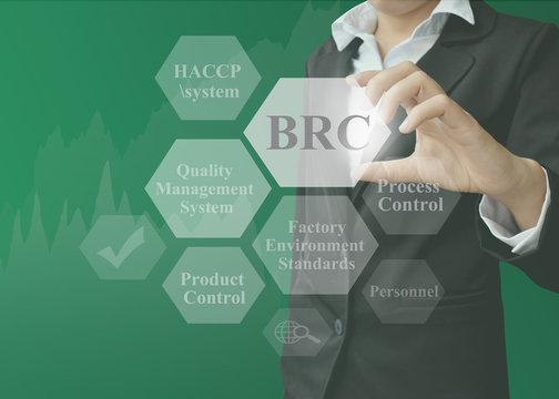 businesswoman showing presentation BRC principle concept for use in company.