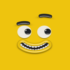 Yellow high-detailed emoticon face, vector illustration