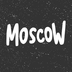 Moscow. Sticker for social media content. Vector hand drawn illustration design. 