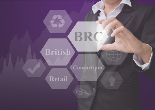 businesswoman showing presentation BRC(British Retail Consortium) concept for use in company.