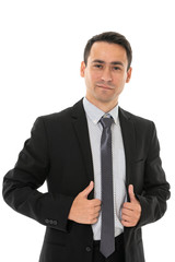 Portrait of young business man, isolated on white background