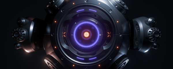 Abstract concept of sci-fi sphere cyborg robot. Background for cyber crypto security. 3d illustration © pinkeyes