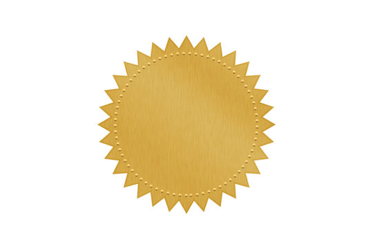 gold metallic foil seal label or sticker with clipping path