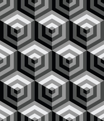 3d seamless pattern with gray hexagons ornament