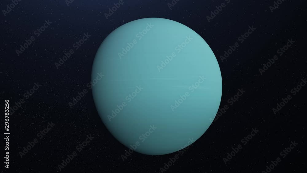 Poster abstract animation of planet uranus. animation. abstract blue surface of rotating planet uranus in c