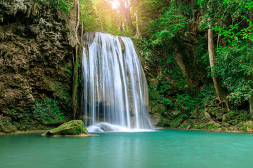 Waterfall cliff level 3, Erawan National Park, Kanchanaburi, Thailand