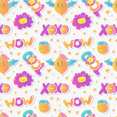 Fototapeta premium Vector seamless pattern with patch in doodle style design