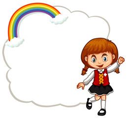 Happy girl and cloud frame