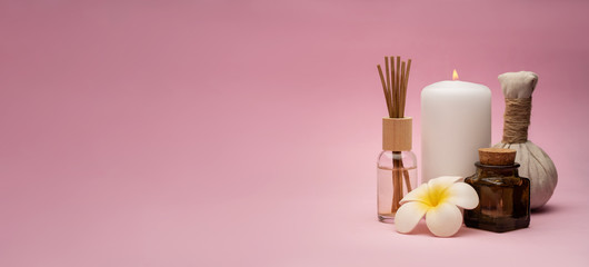 Beautiful and concise spa composition on pink background.