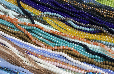 necklaces of precious pearls for sale in a jewelry store