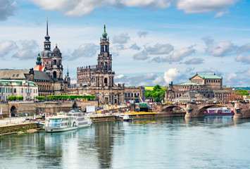 Dresden cityscape and Elbe river, Saxony, Germany