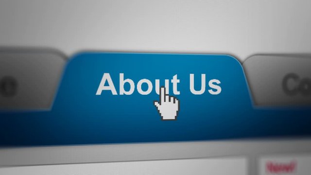 Mouse Cursor Choosing "About Us" Tab Category For Web/Blog