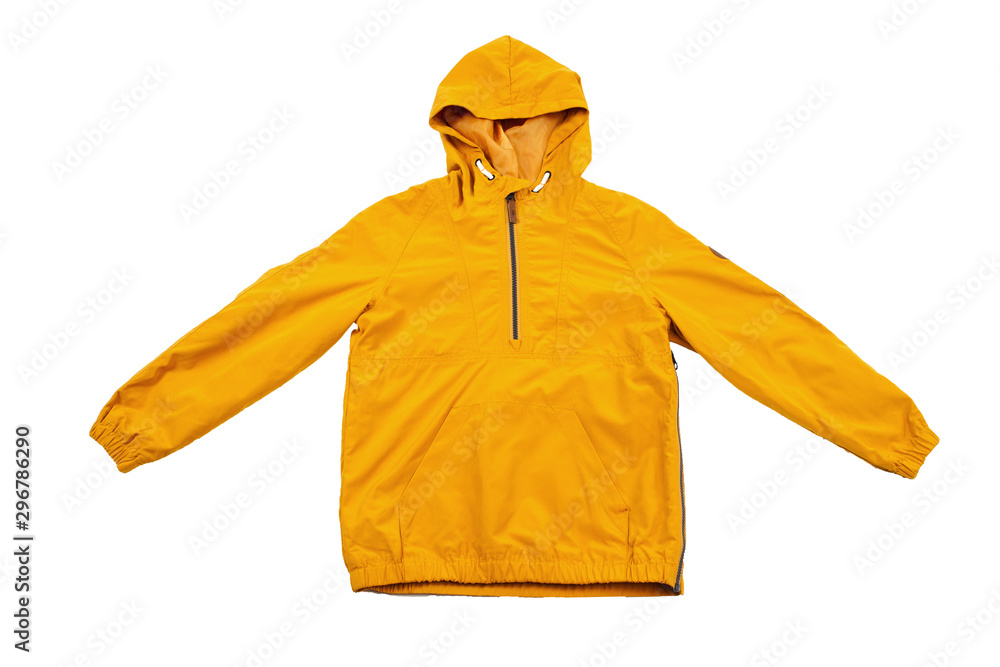 Wall mural yellow windbreaker on a white background