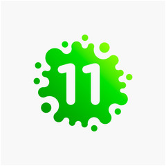 Number 11 with molecule Logo design. Lab Logo Design Element , Design Vector with Dots. - VECTOR