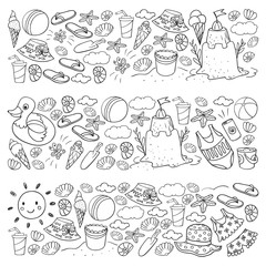 Vector pattern. Summer vacations. Beach, ocean, island, sun