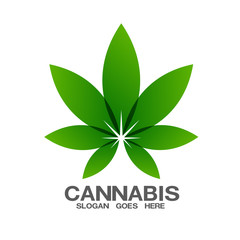 Marijuana and cannabis leaf green nature logo and symbol template Vector