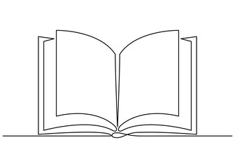 Continuous one line art drawing of book
