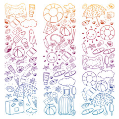 Vector pattern. Summer vacations. Travel and adventures. Beach, ocean, island, sun