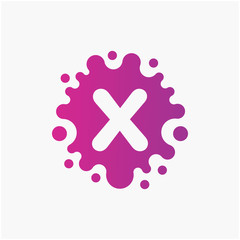 Letter X with molecule Logo design. Lab Logo Design Element , Design Vector with Dots. - VECTOR