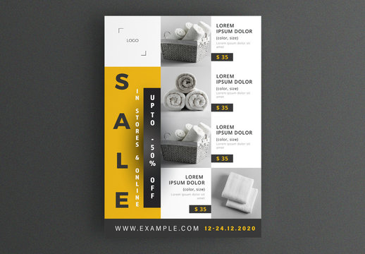 Sale Flyer Layout with Yellow Accents