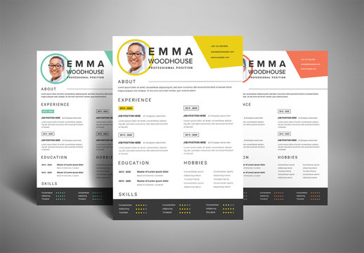 Minimalist Resume Layout with Colorful Accents