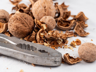 Cracking walnuts.