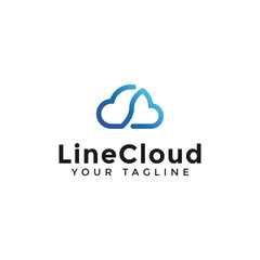 Simple Line Cloud Logo Design Template