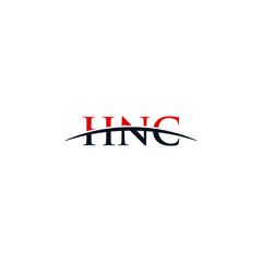 Initial letter HNC, overlapping movement swoosh horizon logo company design inspiration in red and dark blue color vector