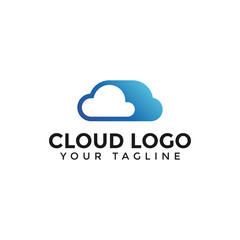 Simple Cloud Tech Logo Design Template