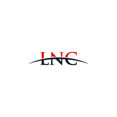 Initial letter LNC, overlapping movement swoosh horizon logo company design inspiration in red and dark blue color vector