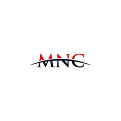 Initial letter MNC, overlapping movement swoosh horizon logo company design inspiration in red and dark blue color vector