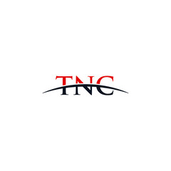 Initial letter TNC, overlapping movement swoosh horizon logo company design inspiration in red and dark blue color vector