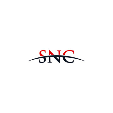 Initial letter SNC, overlapping movement swoosh horizon logo company design inspiration in red and dark blue color vector