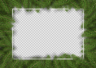 christmas fir tree border for decor and picture frame vector illustration. 