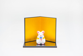 年賀状素材　ネズミの置物