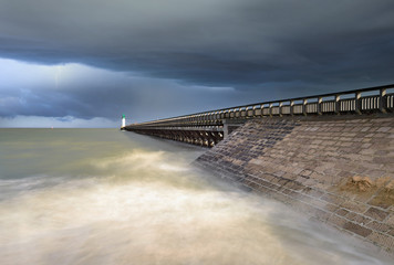 landscape with the Calais jetty in northern France