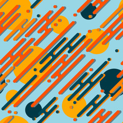 Seamless pattern. Stretched geometric shapes with rounded edges. Diagonal arrangement. Colorful circles. High contrast geometry background.