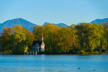 autumn landscape with trees and lake