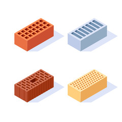 Naklejka premium Brick isometric icons in flat style, vector