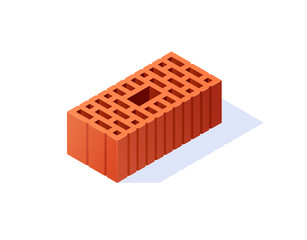 Brick isometric icon in flat style, vector