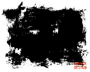 Grunge background black isolated on white. Ink stain. Template for inserting text. Abstract paint trail