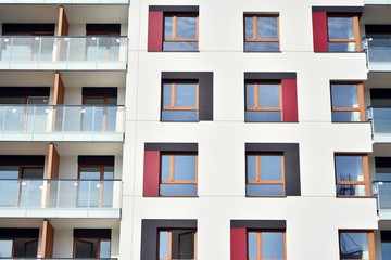 Obraz premium Modern European residential apartment buildings quarter. Abstract architecture, fragment of modern urban geometry.