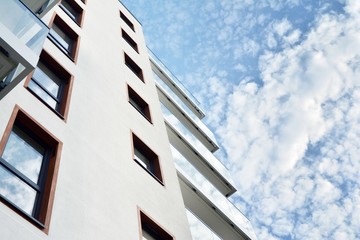 Modern European residential apartment buildings quarter. Abstract architecture, fragment of modern urban geometry.