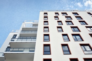 Modern European residential apartment buildings quarter. Abstract architecture, fragment of modern urban geometry.